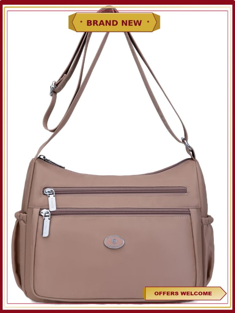 Women's Crossbody Bag Large Multi Pocket Nylon Travel Purse